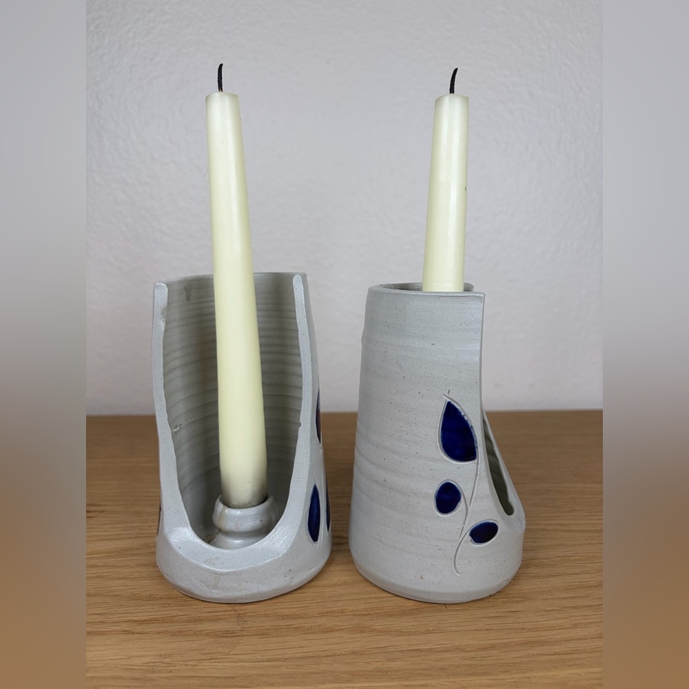 Williamsburg Pottery Vintage Salt Glazed Wall Scone Candle Holders (Set of 2)